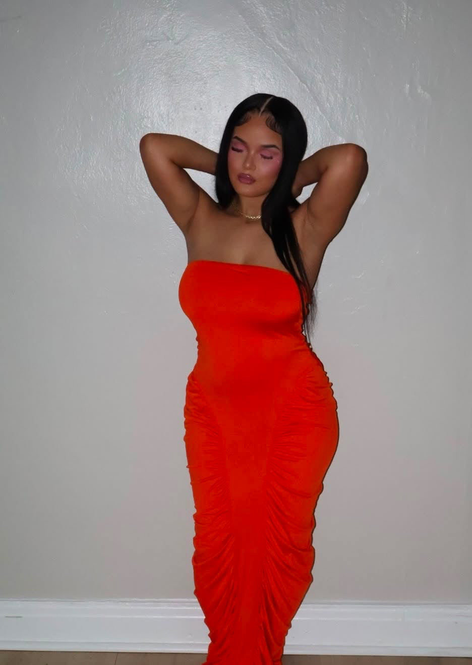 Sunset Siren Runched Maxi Dress
